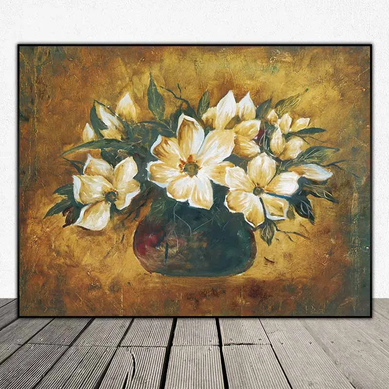 Tranh tĩnh vật bình hoa trà trắng