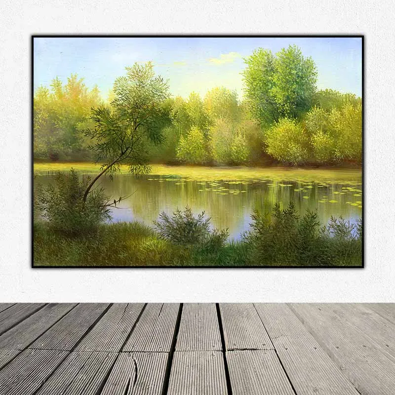 Tranh phong cảnh dòng sông mùa thu