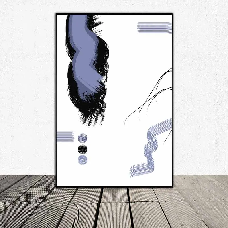 Tranh trừu tượng với những vệt màu xanh và đen