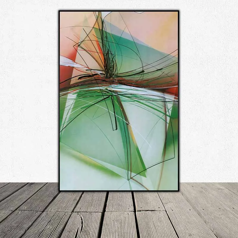 Tranh trừu tượng táo bạo với những đường nét trên nền xanh