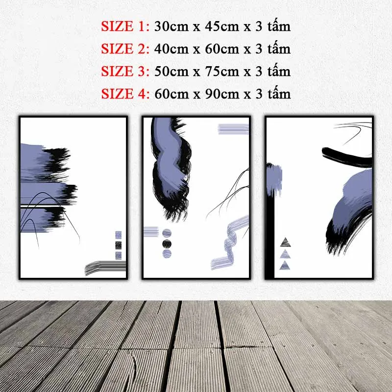 Tranh trừu tượng với những vệt màu xanh và đen