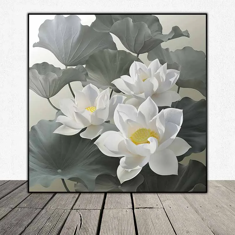 Tranh ba bông hoa sen trắng
