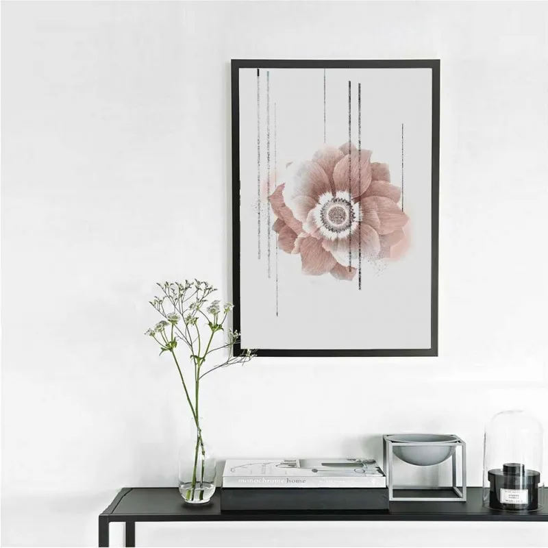 Tranh Scandinavian nail, hoa, lá cây trừu tượng