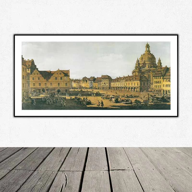 Tranh Venice 1722 - 1780 Warsaw và tranh View of the New Market Place in Dresden from the Moritzstrasse của họa sĩ Bernardo Bellotto