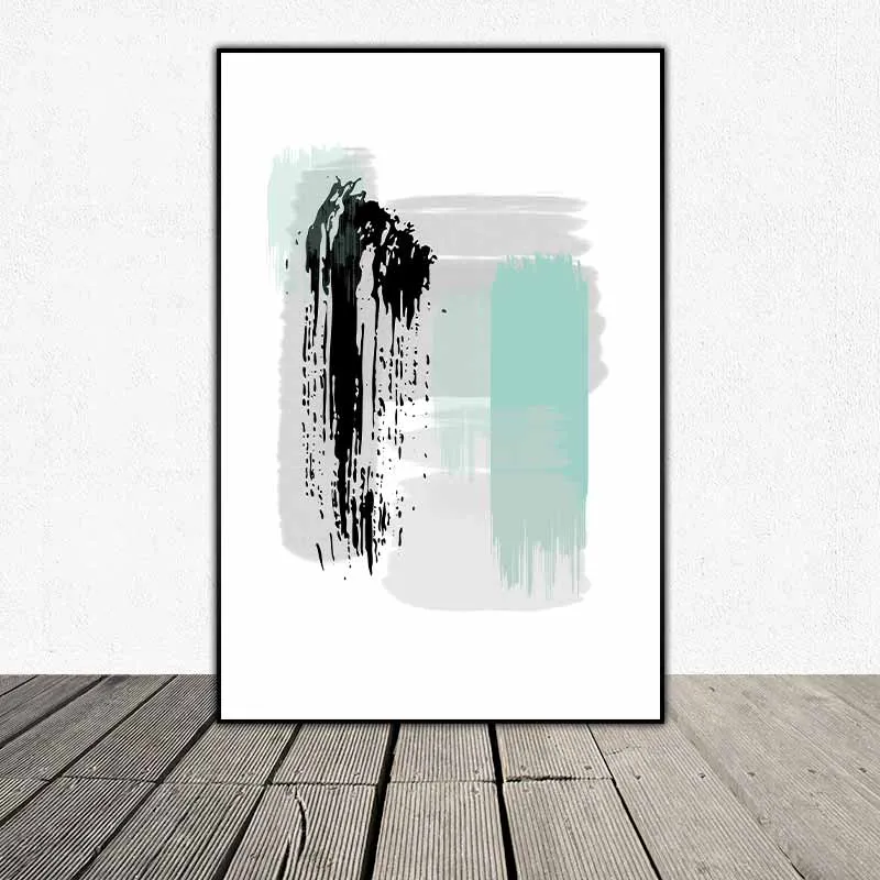 Tranh trừu tượng  các vệt sơn xanh, xám và đen