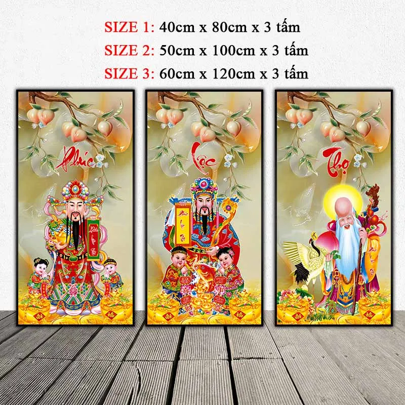 Tranh Tam đa Phúc Lộc Thọ