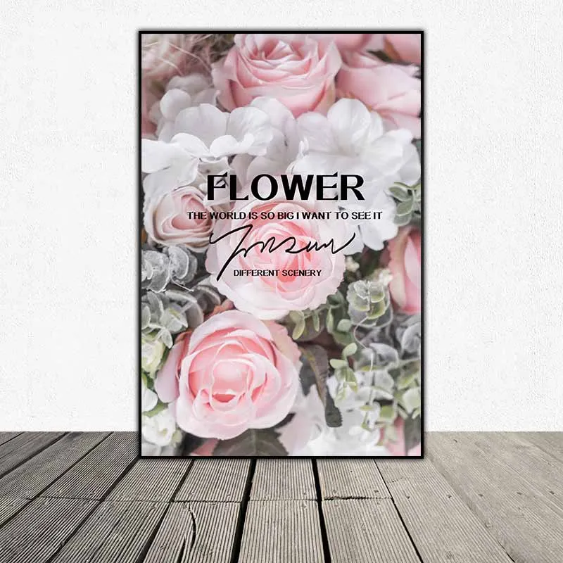 Tranh hoa hồng và lá cây nhiệt đới