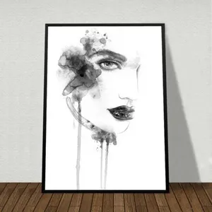 Tranh Scandinavian cô gái, đôi giày, hoa kết hợp chữ