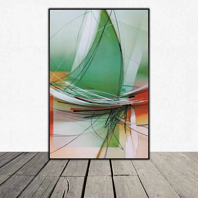 Tranh trừu tượng táo bạo với những đường nét trên nền xanh