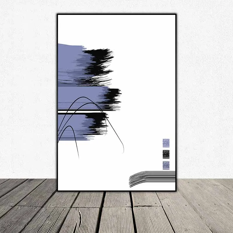 Tranh trừu tượng với những vệt màu xanh và đen