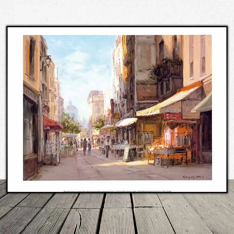 Tranh Chợ Paris (Marché Parisien) và Những chiếc ô màu vàng (Les Parasoles Jaunes) của họa sĩ George Bates