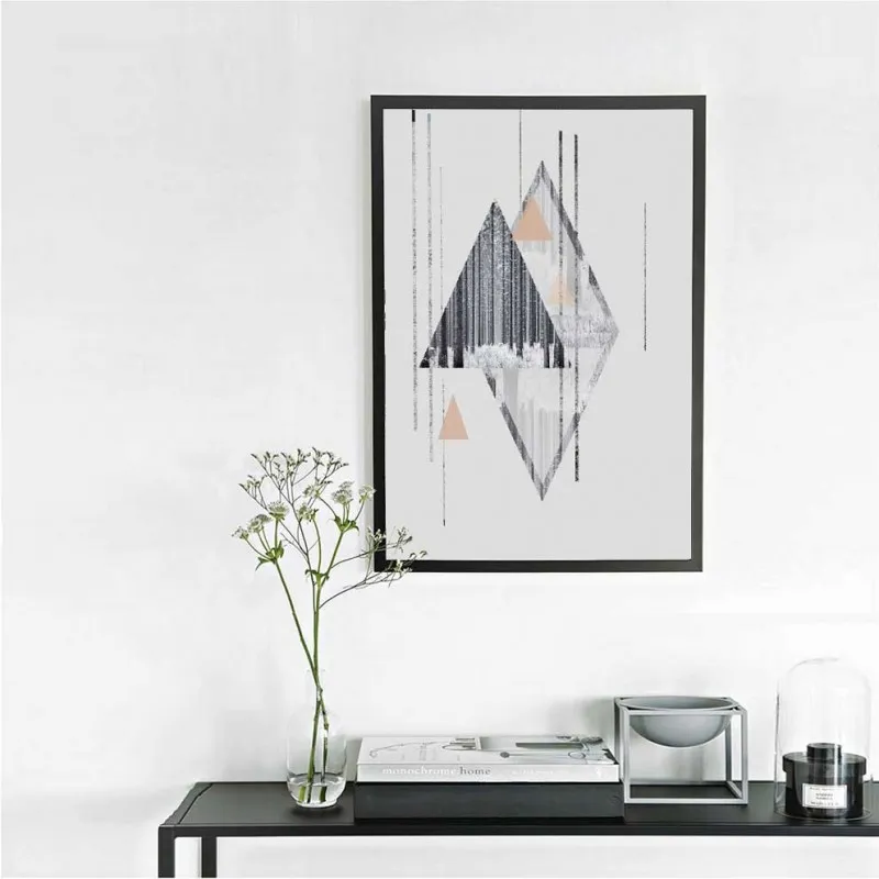 Tranh Scandinavian nail, hoa, lá cây trừu tượng