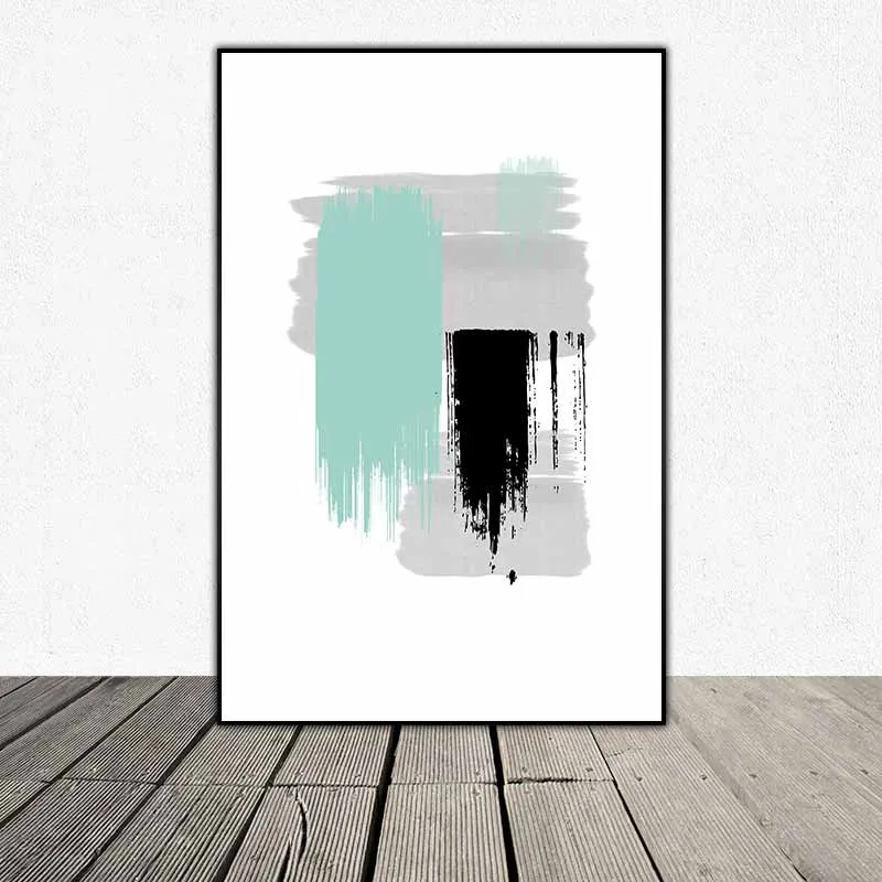 Tranh trừu tượng  các vệt sơn xanh, xám và đen