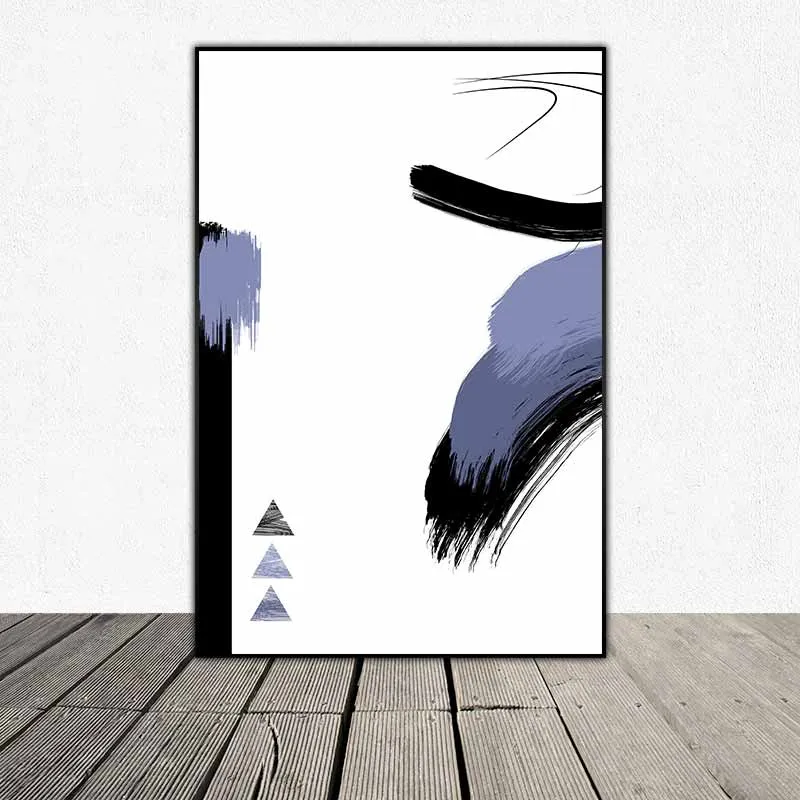 Tranh trừu tượng với những vệt màu xanh và đen