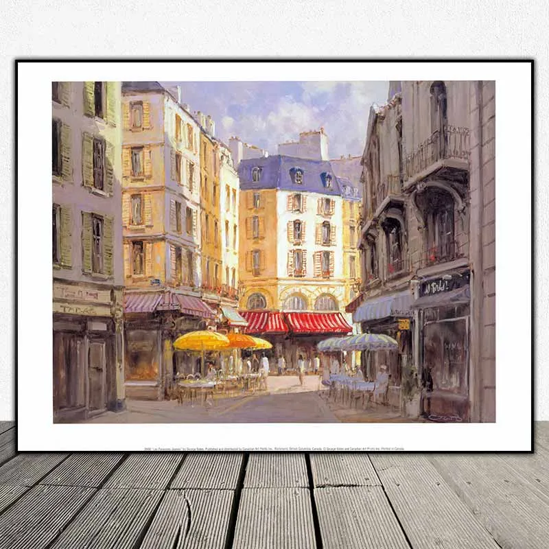 Tranh Chợ Paris (Marché Parisien) và Những chiếc ô màu vàng (Les Parasoles Jaunes) của họa sĩ George Bates