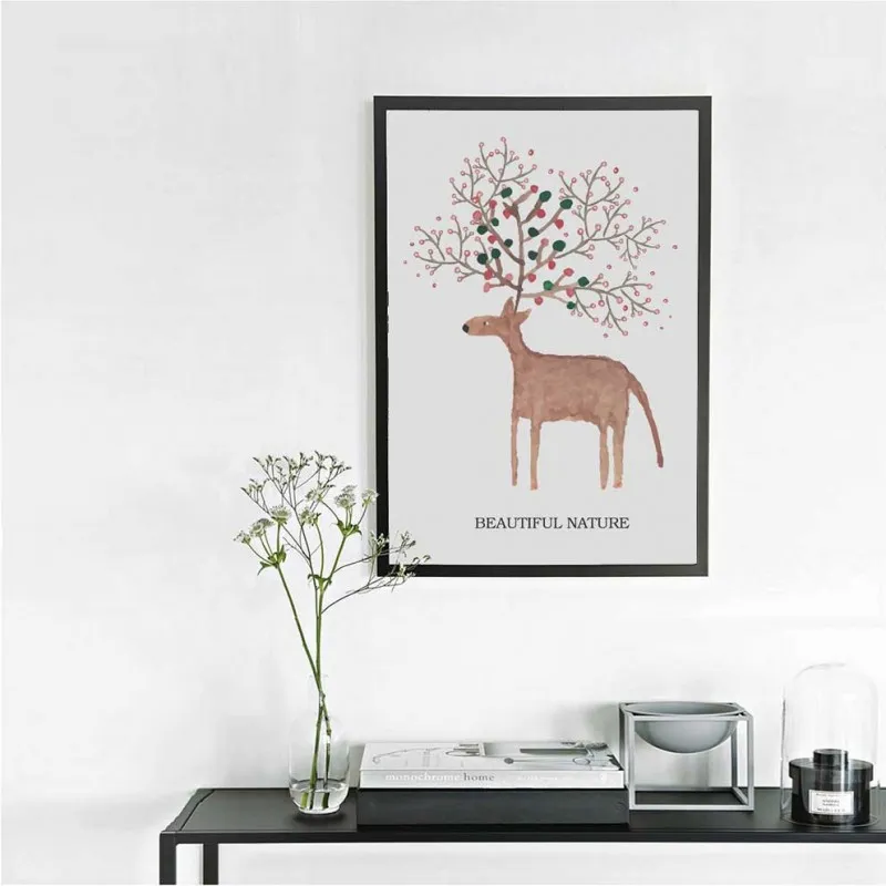 Tranh Scandinavian nail, hoa, lá cây trừu tượng