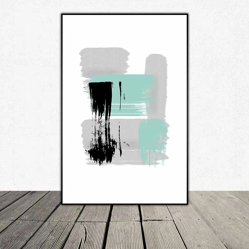 Tranh trừu tượng  các vệt sơn xanh, xám và đen