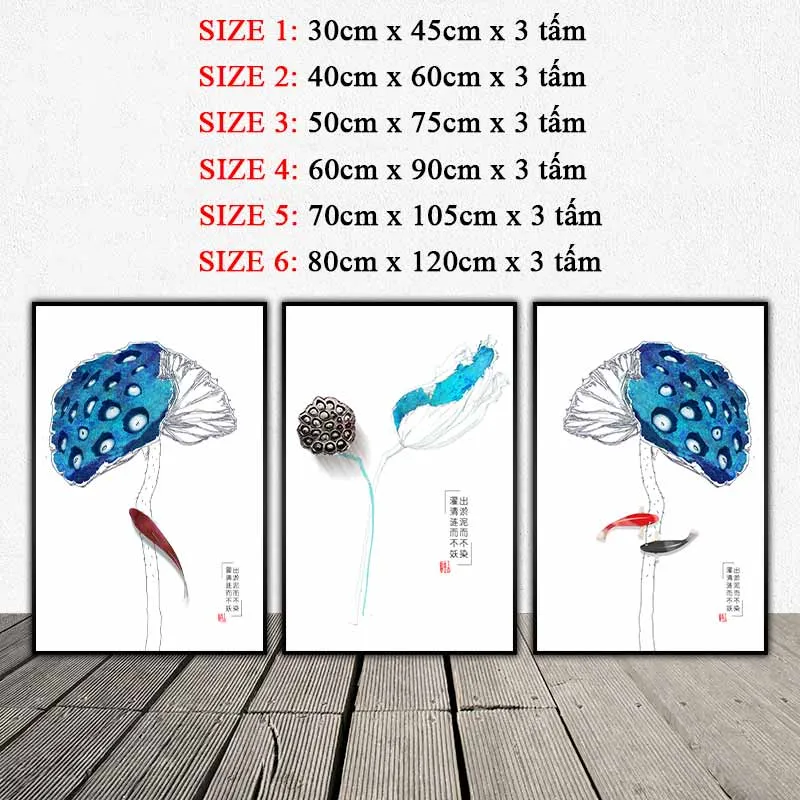 Tranh hoa sen và cá chép theo phong cách Thủy Mặc