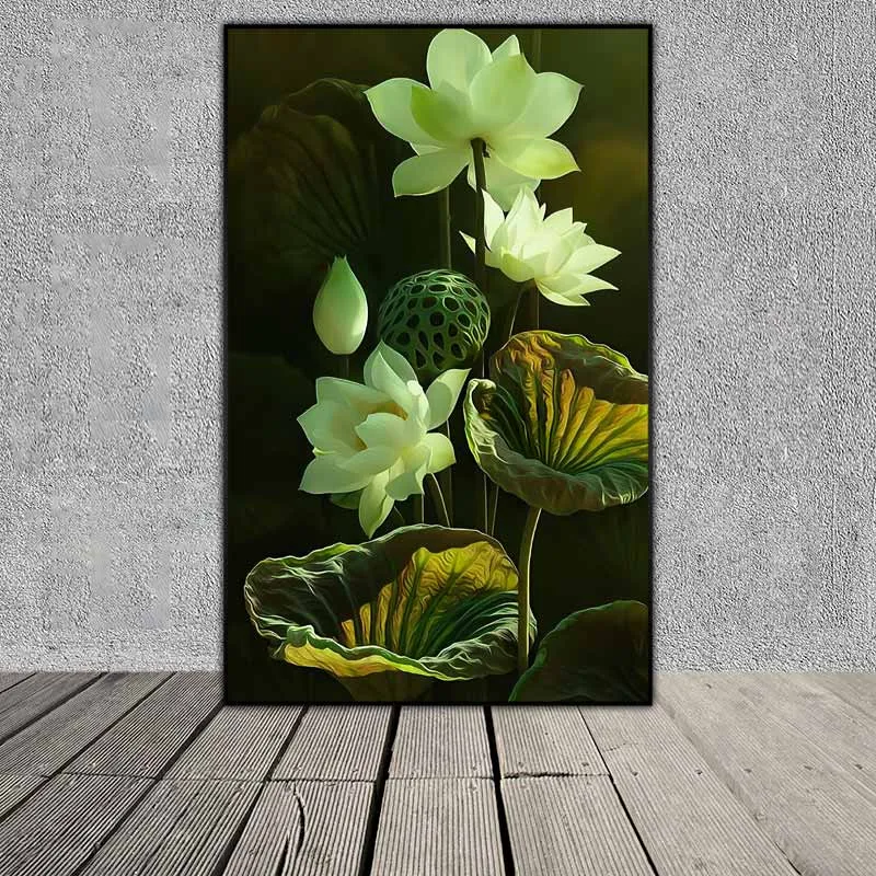 Tranh hoa sen trắng