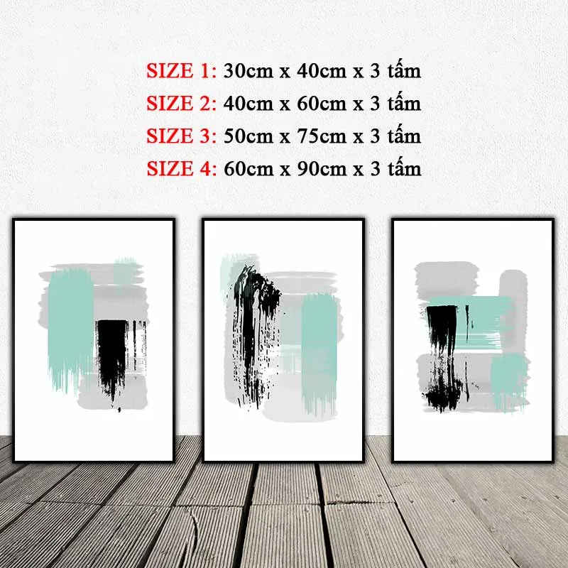 Tranh trừu tượng  các vệt sơn xanh, xám và đen