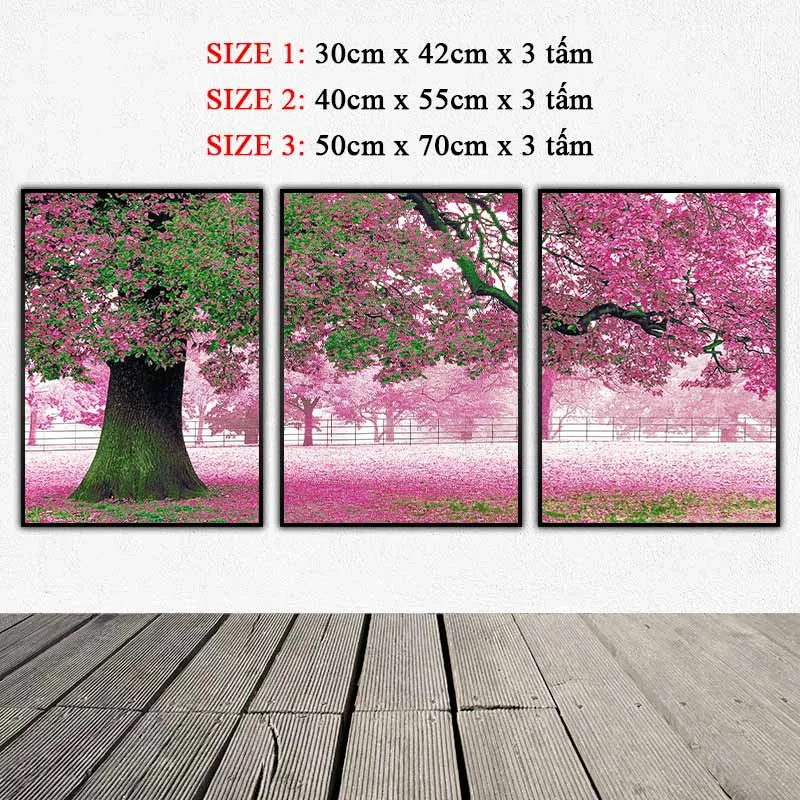 Tranh cây hoa anh đào cổ thụ