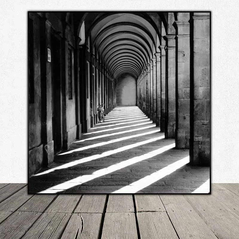 Tranh phong cảnh kiến trúc trắng đen