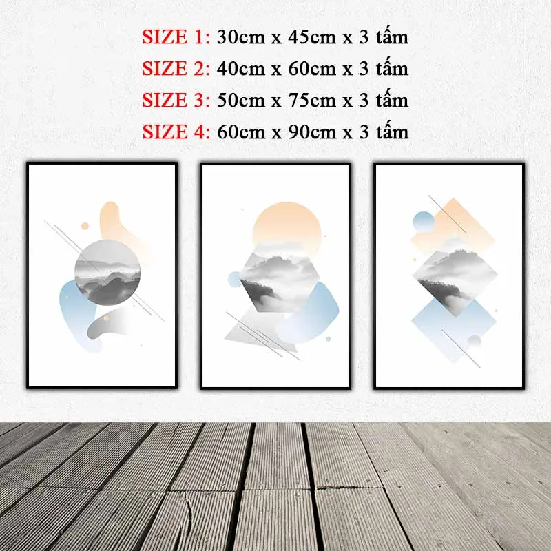 Tranh trừu tượng khối hình học với tone màu Pastel nhẹ nhàng