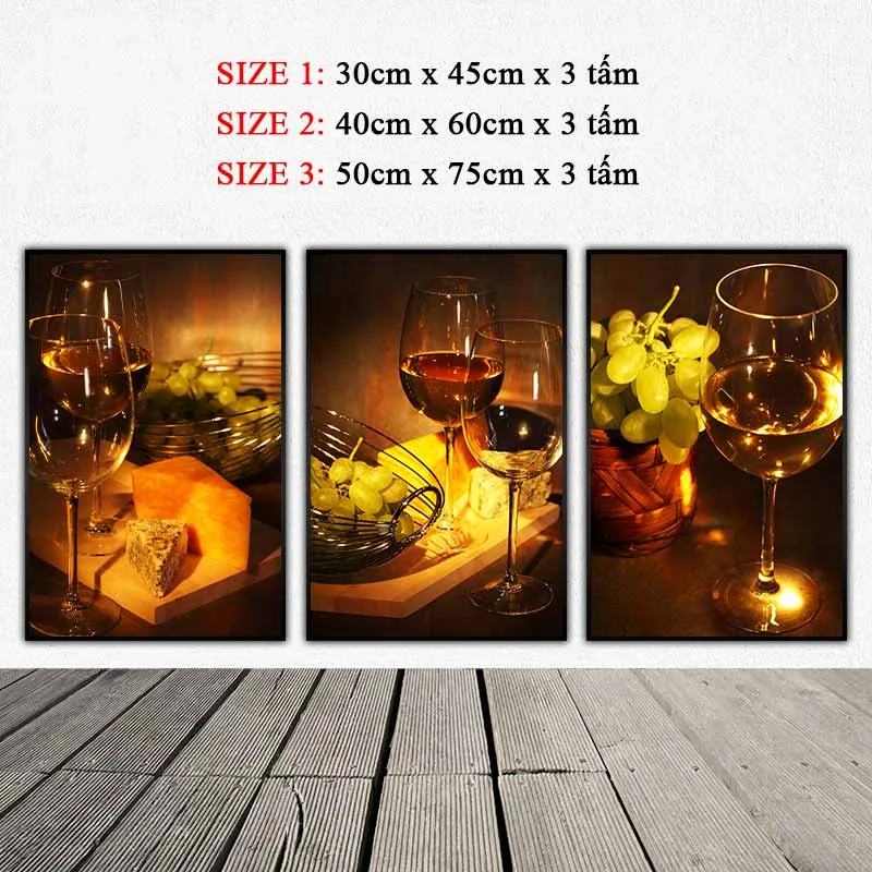 Tranh chai rượu, ly rượu và chùm nho xanh