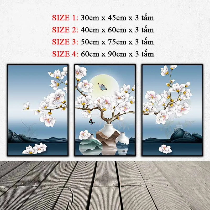 Tranh tĩnh vật bình hoa mộc lan