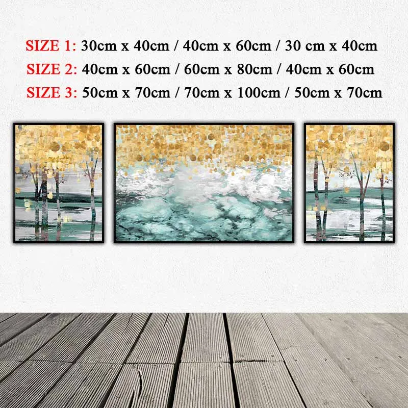 Tranh phong cảnh rừng cây lá vàng trừu tượng