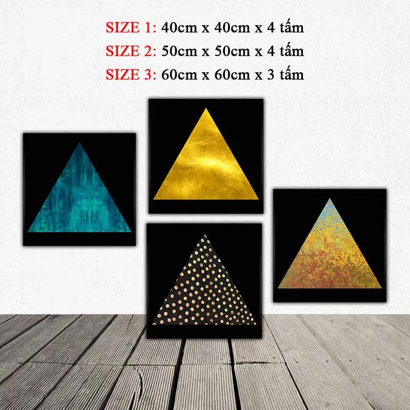 Tranh trừu tượng các hình tam giác trên nền đen