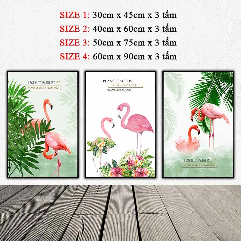 Tranh chim hồng hạc và lá cọ