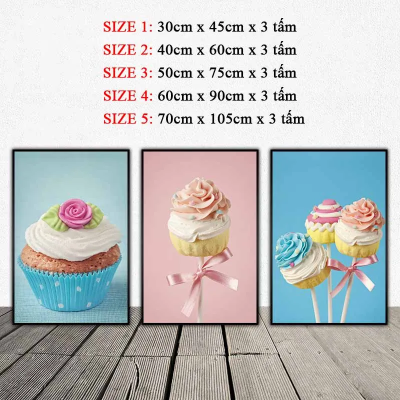 Tranh bánh kem với được thiết kế với màu Pastel  cho cảm giác nhẹ nhàng và mát dịu
