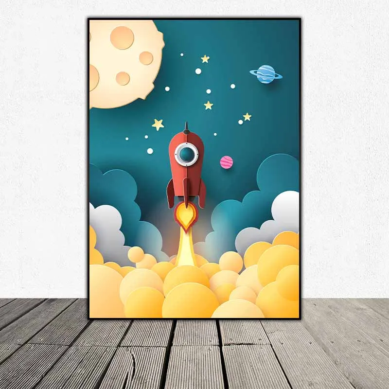 Tranh vũ trụ không gian treo phòng trẻ em