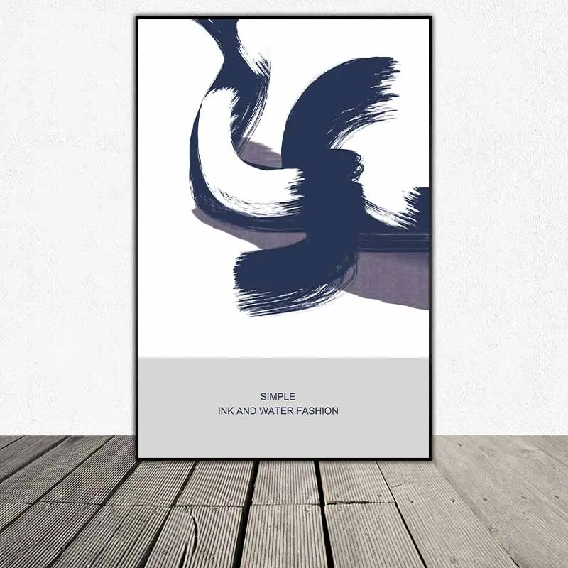 Tranh trừu tượng táo bạo với các vệt màu xanh đậm và mảng màu tím