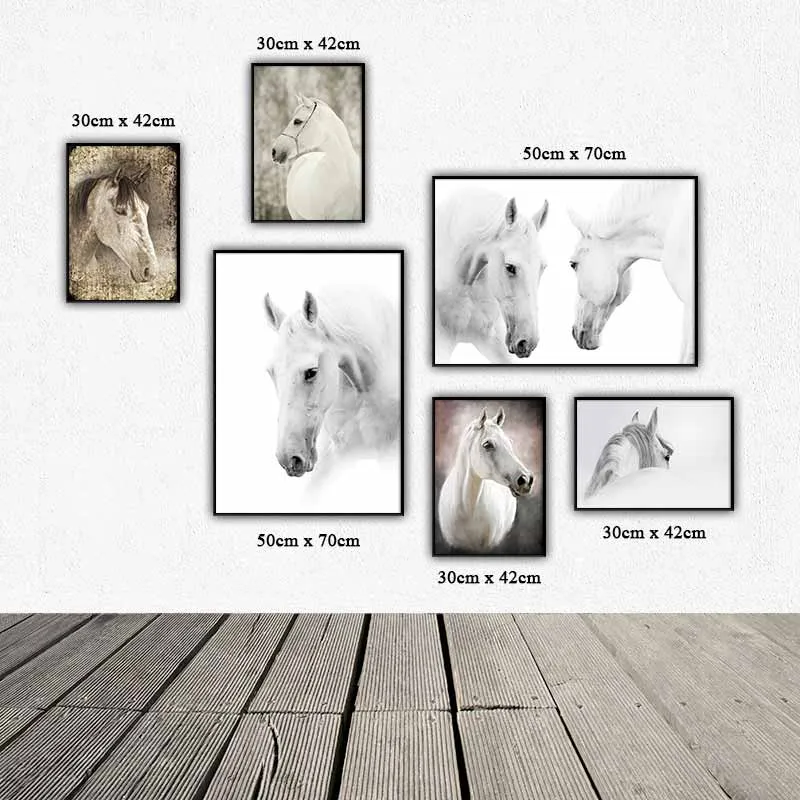 Tranh chân dung ngựa đen trắng theo phong cách Scandinavian