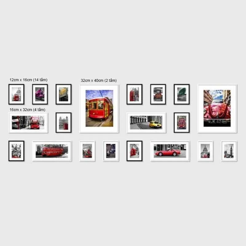 Tranh phương tiện giao thông trên nền phong cảnh đen trắng