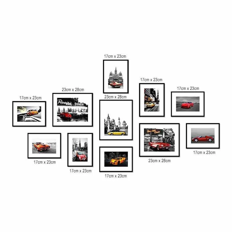 Tranh siêu xe cổ trền phong cảnh đen trắng