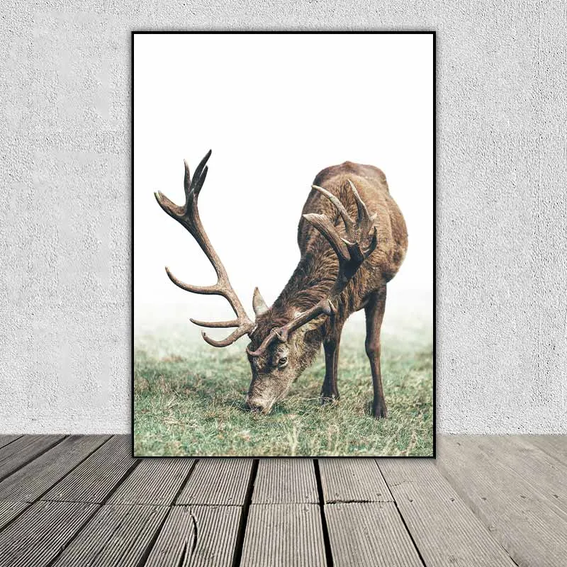 Tranh Scandianavia hươu nai, các khúc cây, lá dừa và chữ Together we have it all