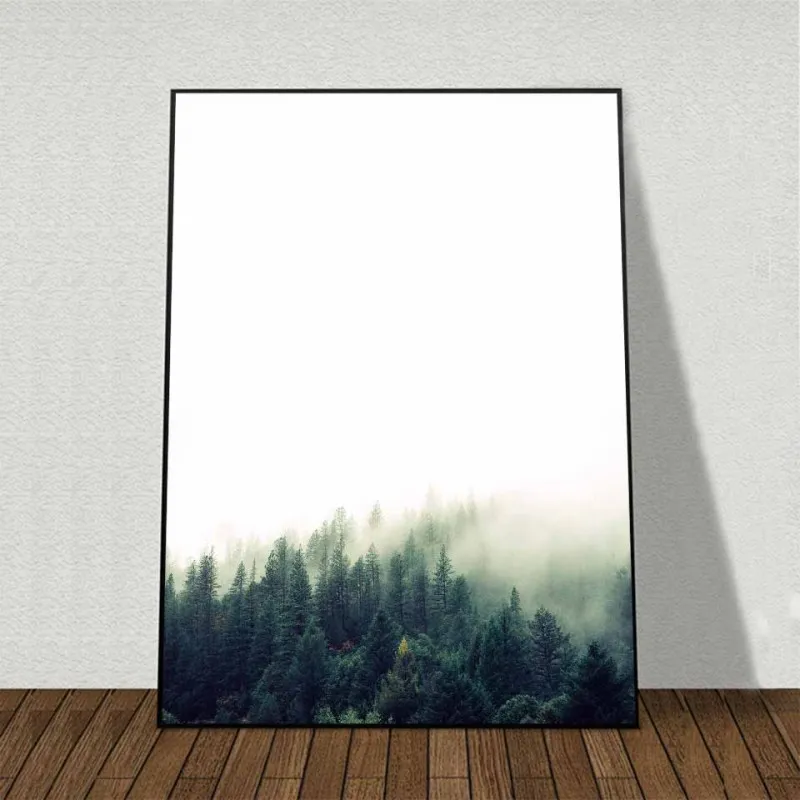 Tranh canvas phong cảnh Scandinavian biển và lá dừa kết hợp với chữ collect moments, not things