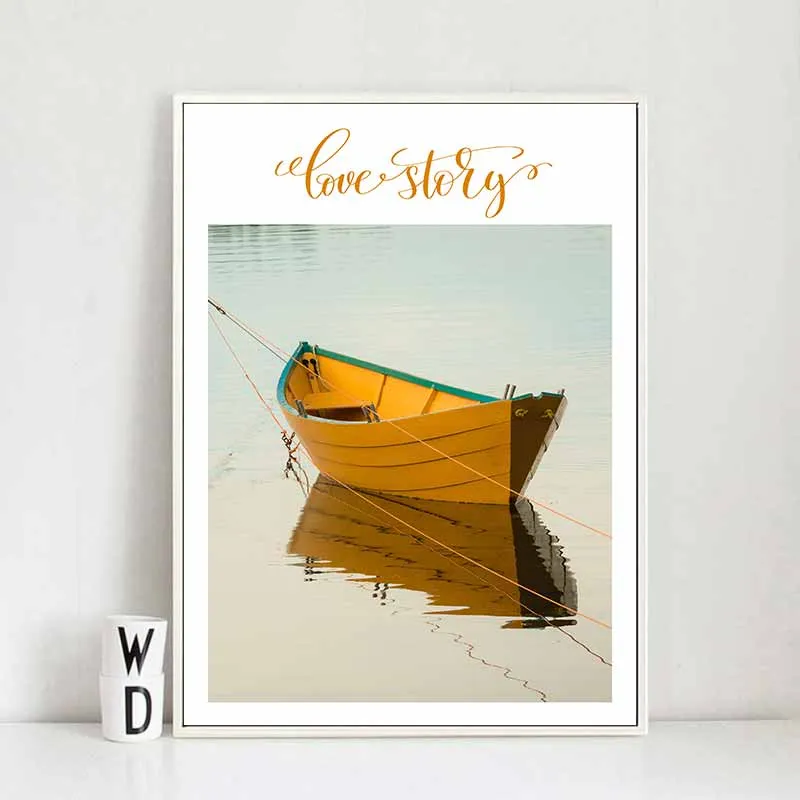 Tranh phong cảnh tòa nhà và con thuyền đang neo trên sông