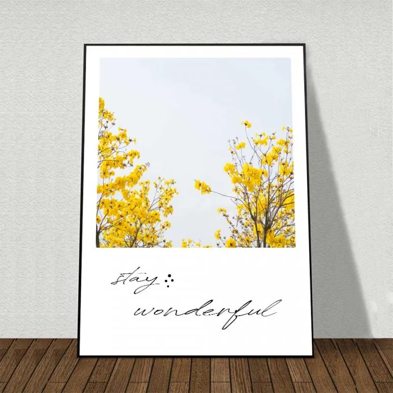 Tranh bộ hoa cúc trắng, hoa hướng dương kết hợp chữ