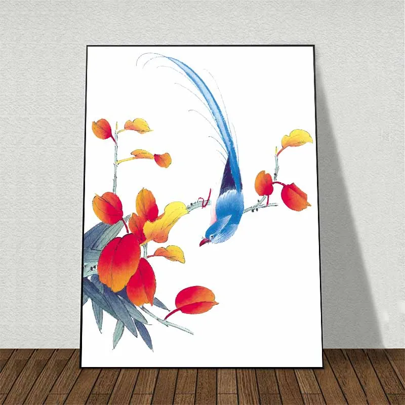 Tranh canvas hoa mẫu đơn và chim