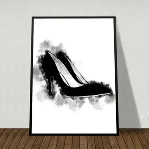 Tranh Scandinavian cô gái, đôi giày, hoa kết hợp chữ