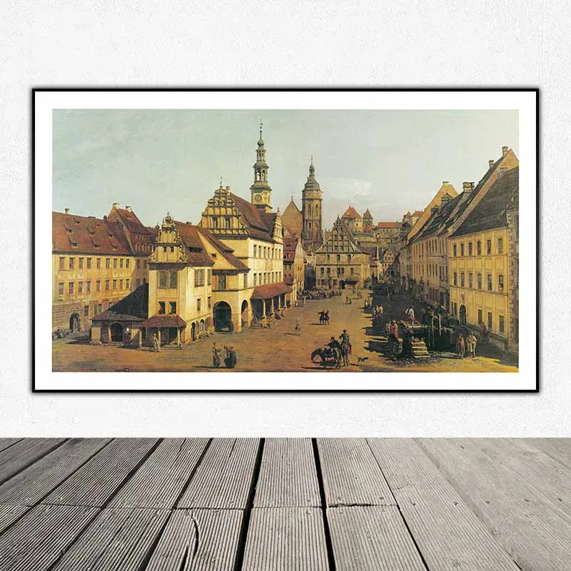 Tranh Venice 1722 - 1780 Warsaw và tranh View of the New Market Place in Dresden from the Moritzstrasse của họa sĩ Bernardo Bellotto