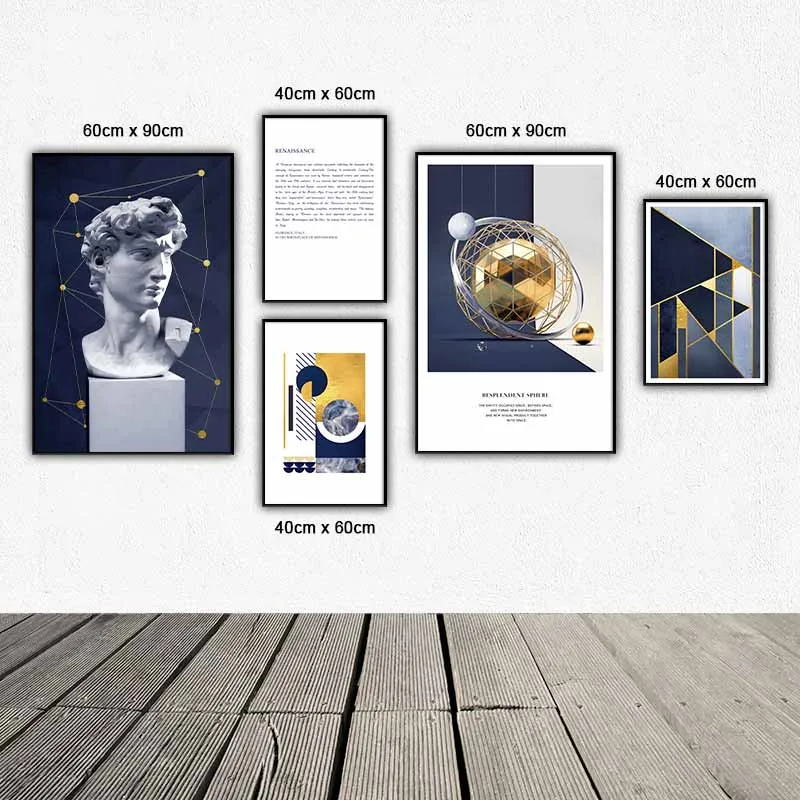 Tranh tượng thạch cao và hình trừu tượng kết hợp văn bản