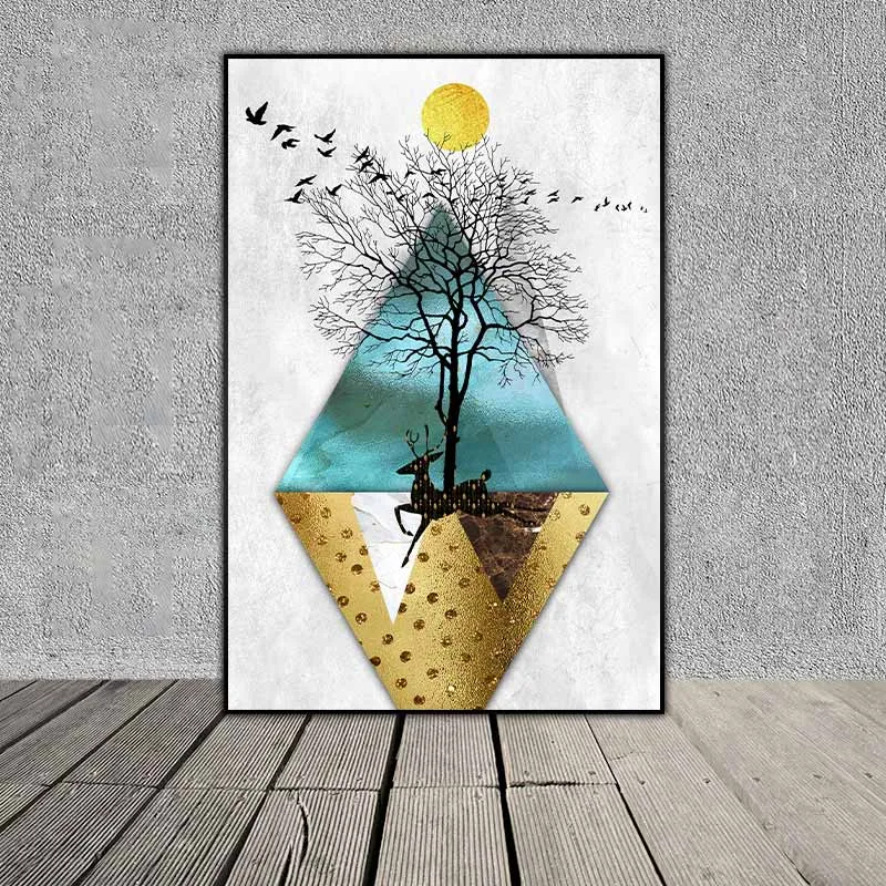 Tranh nai trừu tượng và các hình tam giác