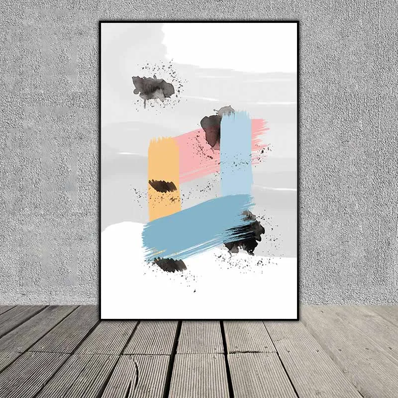 Tranh trừu tượng táo bạo với các vệt màu Pastel và mực đen