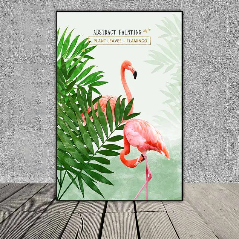 Tranh chim hồng hạc và lá cọ