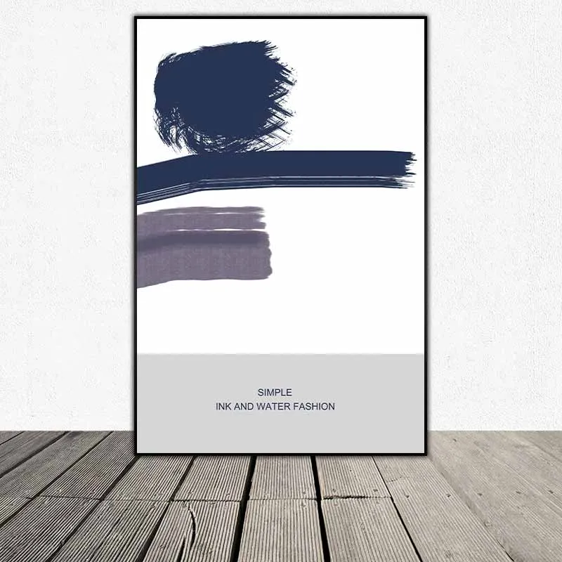 Tranh trừu tượng táo bạo với các vệt màu xanh đậm và mảng màu tím